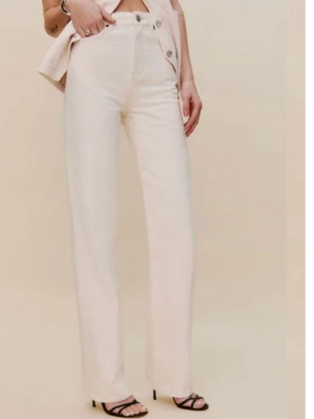 Reformation Wilder High Rise Wide Leg Jeans Size 27 Fior Di Latte Cream